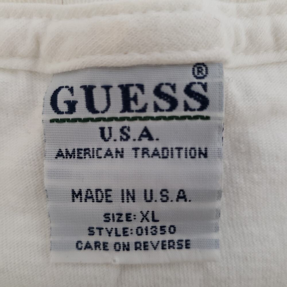 Vintage Guess Men Unisex SIZE XL White Short Sleeve Dragon Print Shirt FLAW USA - Picture 6 of 10